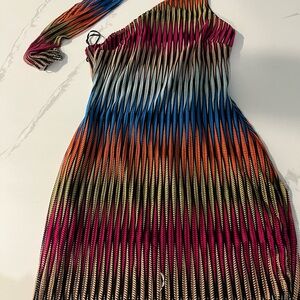Multicolor One-Shoulder Dress